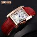 นาฬิกาสายหนัง SKMEI สวยๆ สีแดง ดูดี สวยงาม คลาสสิค
