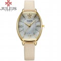 นาฬิกา Julius สายหนัง สีทอง ดีไซน์หน้าปัดและกระจกสวยหรูมากๆ