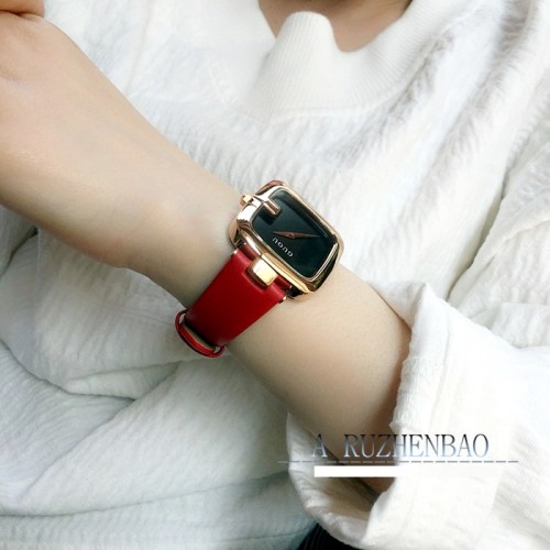 นาฬิกา GUOU สายแดง หน้าปัดเหลี่ยมขอบมน สวยโดดเด่น
