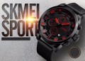 นาฬิกา SKMEI สายหนังแท้สีดำ หน้าปัดดำเข็มแดง เท่ห์มาก