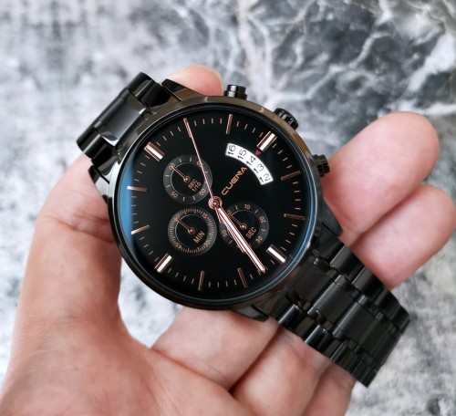 นาฬิกา CUENA หน้าปัดสีดำ สายดำ สวยหรู คุณภาพเยี่ยม