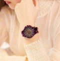 นาฬิกาสวยหรูสีม่วง รุ่นเอกลักษณ์กังหันดอกไม้หมุน สวยมาก