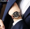 นาฬิกา Cuena หน้าปัดสีดำ+rose gold สายหนังแท้สีน้ำตาล สวยสุดๆ