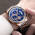นาฬิกา NIBOSI หน้าปัดสีน้ำเงิน+rose gold สวยหรู คุณภาพเยี่ยม
