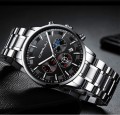 นาฬิกา CRRJU หน้าปัดสีดำ สายสีเงิน หน้าปัดสวยหรูมาก