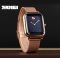 นาฬิกา SKMEI ทรงเหลี่ยมเรียบหรู สายสแตนเลสถักแพรสวยงาม