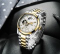 นาฬิกาออโต้ Tevise พื้นสีขาวขอบทอง หน้าปัดสวยมาก