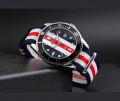 นาฬิกา SKMEI สายผ้า ดีไซน์ 5 แถบ สีคล้ายธงชาติอังกฤษสวยมีสไตล์สุดๆ