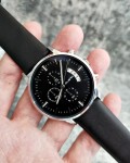 นาฬิกา CUENA สายหนัง หน้าปัดสีดำขอบเงิน สวยหรู คุณภาพเยี่ยม