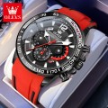 นาฬิกา Olevs สายยางพรีเมียมหรูมาก หน้าปัดดำแดงสวยสุดๆ