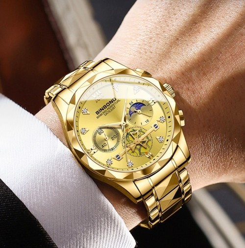 นาฬิกา BINBOND สายสแตนเลส สีทองทั้งเรือนสวยงาม